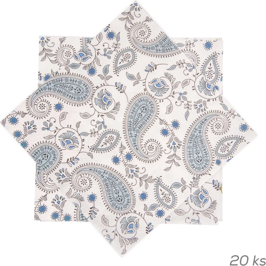 Papierové obrúsky s kašmírovým vzorom 33 × 33 cm, 20 ks
