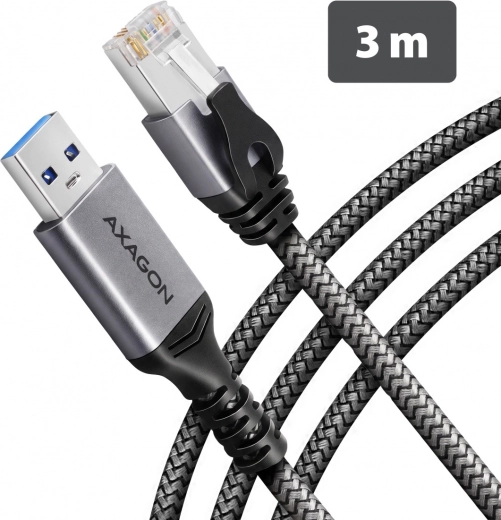 AXAGON Gigabitový ethernetový adaptér USB-A s integrovaným káblom CAT6 RJ-45 3 m