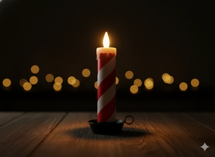 Vianočná LED sviečka bielo‑červená 10 × 10 × 27,5 cm s časovačom