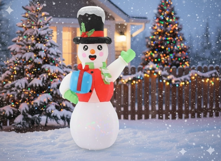 Nafukovací svietiaci snehuliak 180 cm s LED