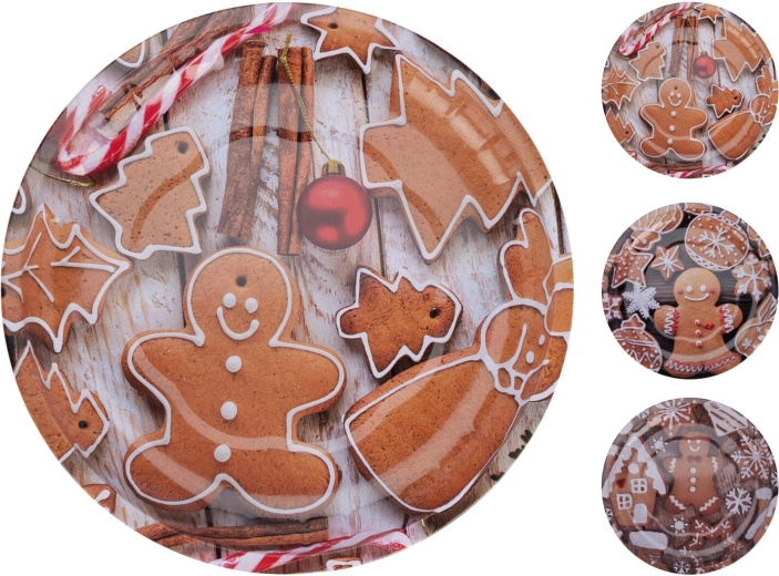 Plechový vianočný tanier 26 cm – mix dekorov