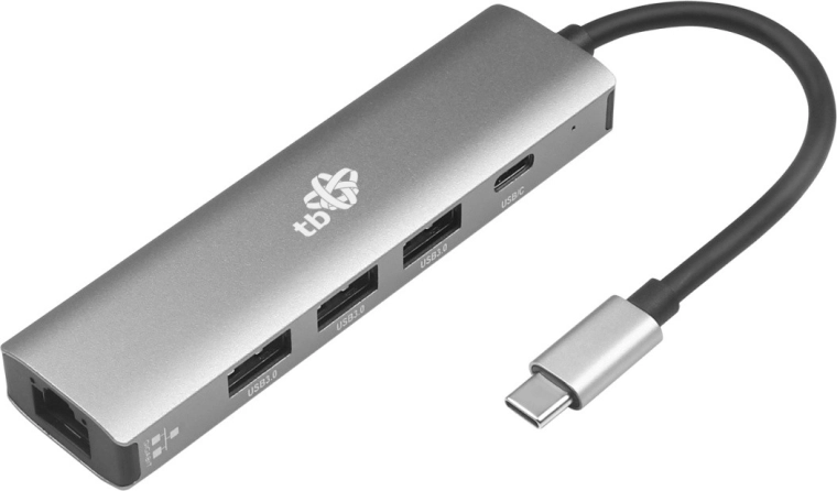 USB‑C hub adaptér 5 v 1 s Ethernetom (RJ45), 3× USB 3.0 a USB‑C PD 100 W