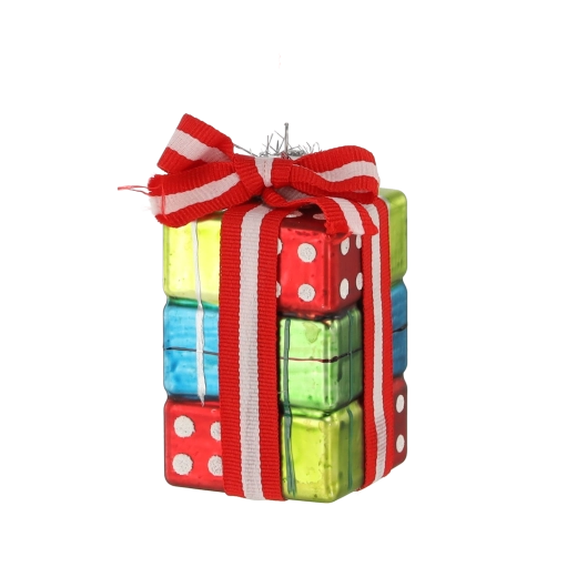 Sklenená vianočná ozdoba v tvare darčeka, sada 6 ks