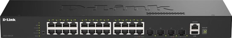 Smart riadený prepínač D-Link DGS-1530-28/E s 24 portami Gigabit Ethernet a 4 portami 10G SFP+