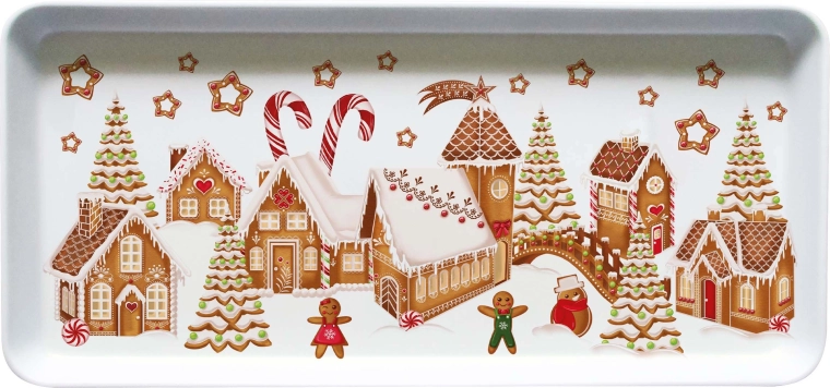 Servírovací podnos TORO s motívom perníkovej dedinky 35 × 16,5 cm