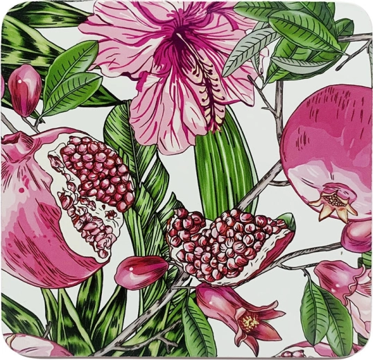 Sada 4 podtáckov Hibiskus 10 × 10 cm v darčekovej krabičke