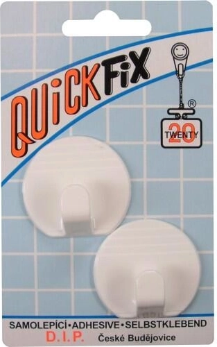 Samolepiaci okrúhly háčik, biely, 2 ks