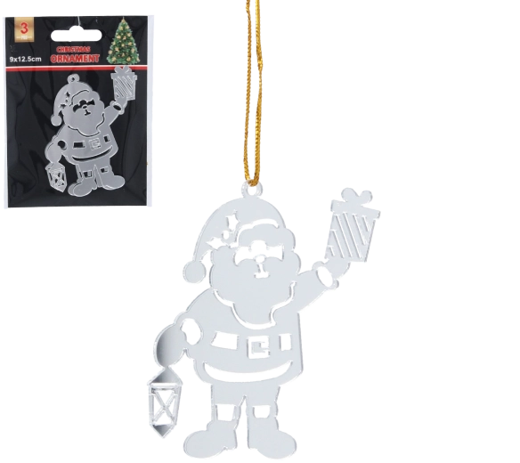 Sada strieborných vianočných ozdôb Mikuláš 3 ks