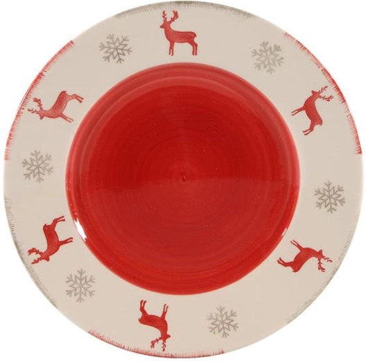 Vianočný keramický dezertný tanier s jeleňom 21 cm