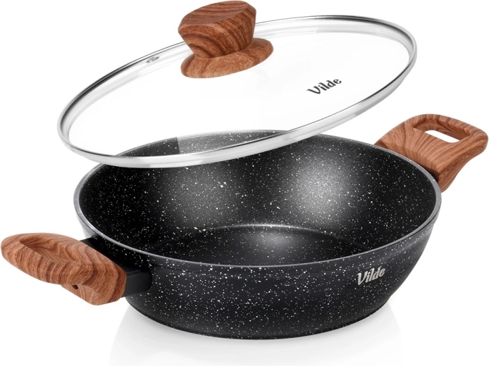 Hlboká žulová panvica so sklenenou pokrievkou 24 cm, 2,2 l