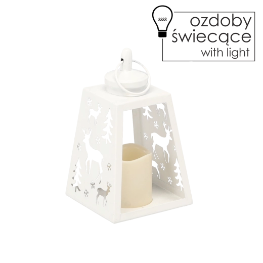 LED lampáš z kovu biely s motívom soba 12 × 21,5 cm