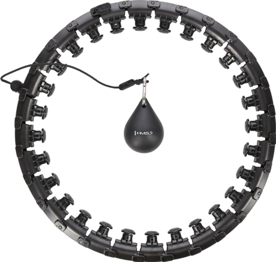 Masážny inteligentný kruh so závažím na zoštíhlenie pása, nastaviteľný, čierny