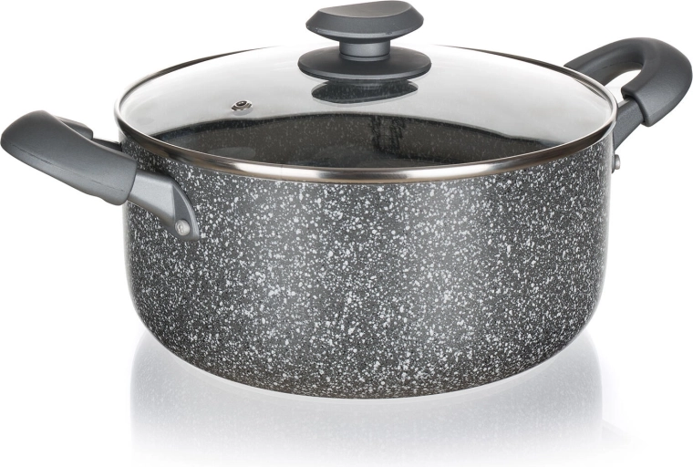 Hrniec s granitovým povrchom 24 cm so sklenenou pokrievkou