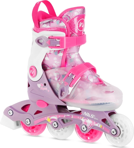 Detské nastaviteľné inline korčule NILS Fun Flipzy ružové – XS (27–30)