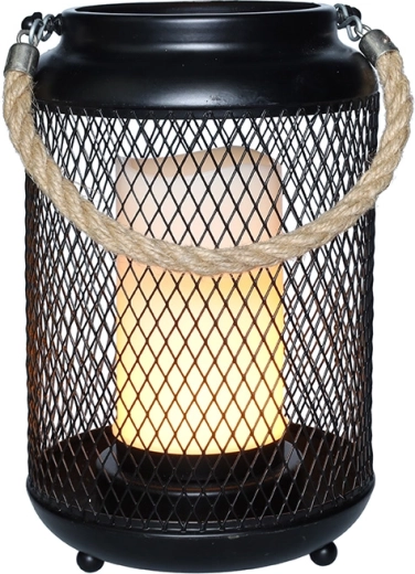 Solight kovová lucerna s LED sviečkou, teplá biela, čierna, 20 cm