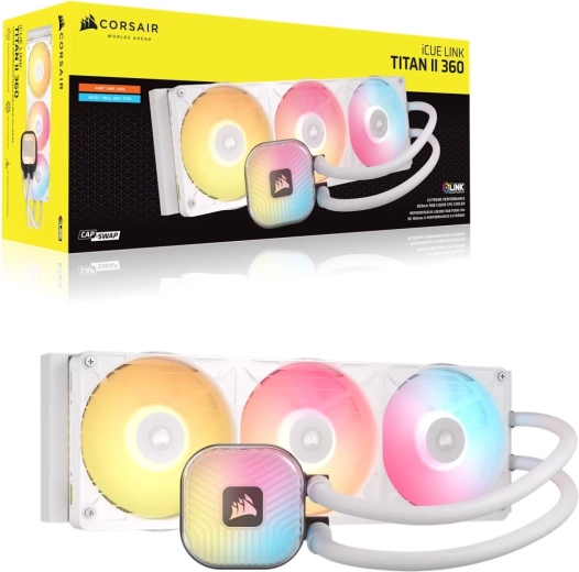 Vodné chladenie procesora Corsair iCUE LINK TITAN II 360 RX RGB biele