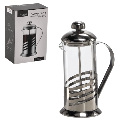 French press s piestom 350 ml z borosilikátového skla a nerezu