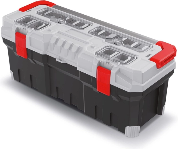 Plastový kufor na náradie TITAN PLUS s kovovou rukoväťou, 752 × 300 × 304 mm, sivý