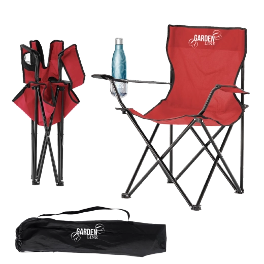 Skladacia turistická a rybárska stolička červená 50 × 50 × 80 cm