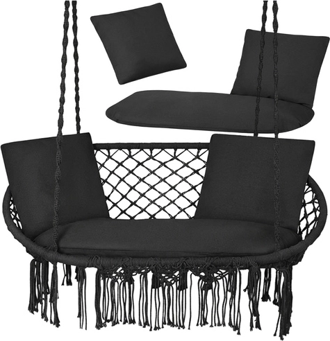 Vankúše na dvojité záhradné hojdacie kreslo bocianie hniezdo GARDLOV – čierne