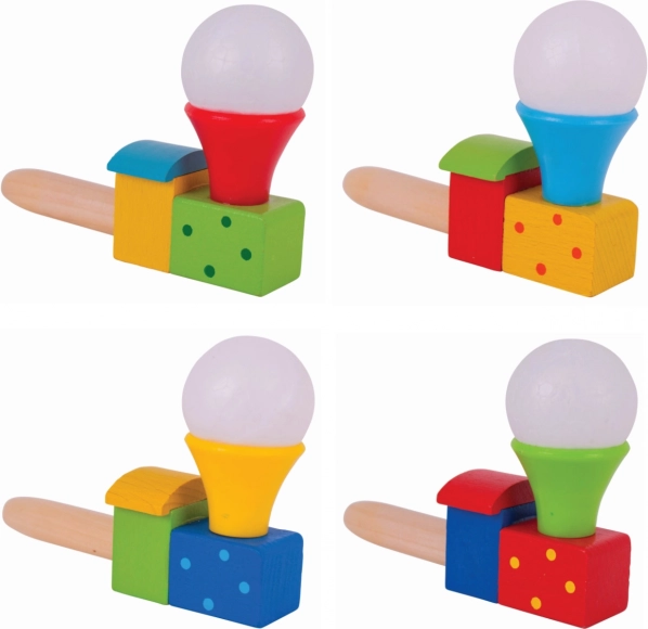 Fúkacia drevená lokomotíva s balónikom BIGJIGS TOYS