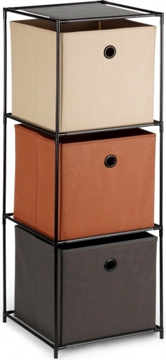 Kovový regál s látkovými boxmi 34,5 × 34,5 × 100 cm