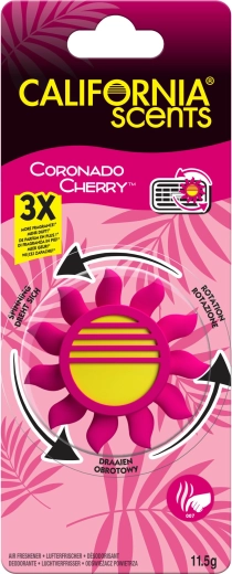 Osviežovač do auta na mriežku CALIFORNIA SCENTS Coronado Cherry s rotačným mechanizmom