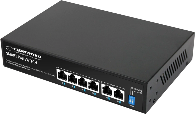 Sieťový PoE switch Esperanza GOLIATH 6-portový 65 W