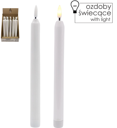 LED sviečka na batérie 22,5 cm, teplá biela, mix vzorov