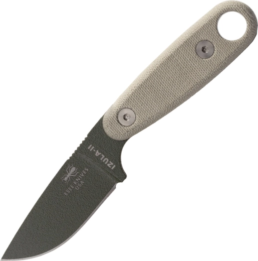 ESEE Izula II zelený nákrčný nôž s micartovou rukoväťou a čiernym puzdrom