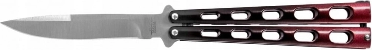 Skladací motýlikový nôž 9 cm čierno‑červený hliníkový JOKER
