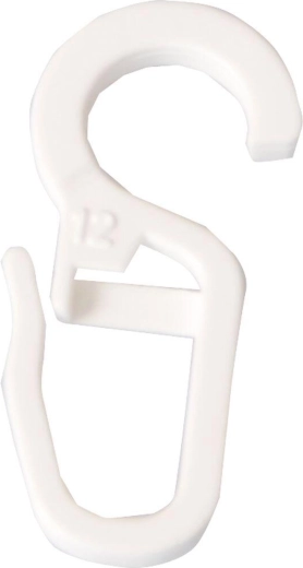 Veľké plastové háčiky na záclony, biele (10 ks)