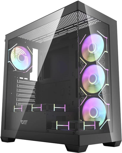 Počítačová skriňa Darkflash DS900, čierna, so 7 ARGB ventilátormi