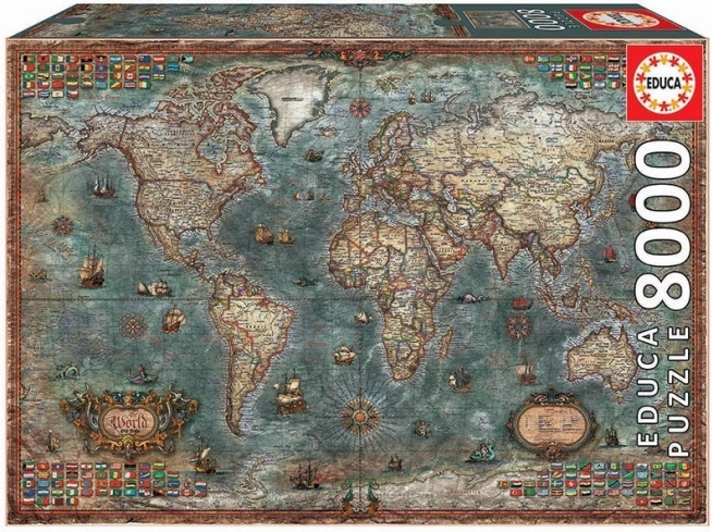 Educa Puzzle Politická mapa sveta 8000 dielikov
