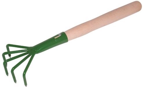 Záhradný drápek s 5 hrotmi a drevenou násadou 24 cm