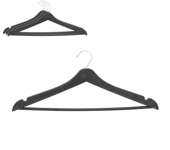 Sada 3 velúrových vešiakov na oblečenie, otočný háčik 360°, čierna