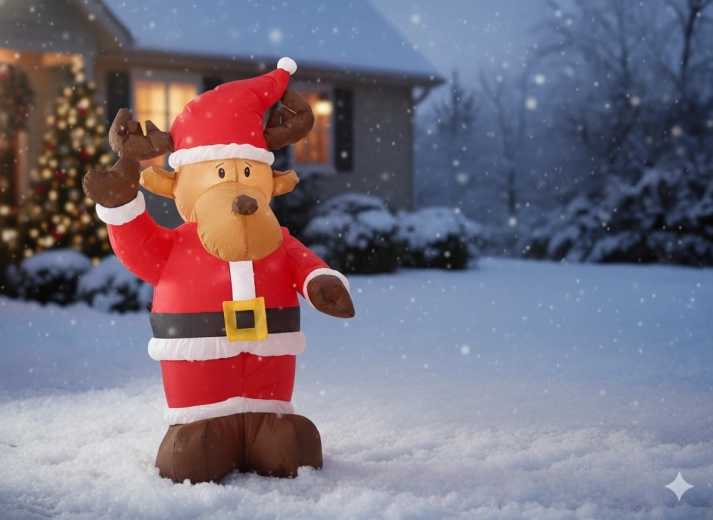 Nafukovací vianočný sob s LED osvetlením 135 cm