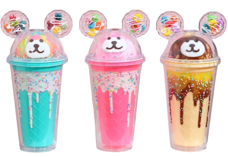 Pohárik s viečkom a slamkou Medvedík 480 ml (viac variantov)