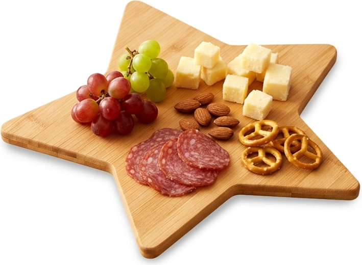 Drevené bambusové doskové prkénko na krájanie a servírovanie v tvare hviezdy