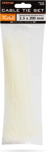 Sťahovacie pásky transparentné 200 × 2,5 mm, 100 ks