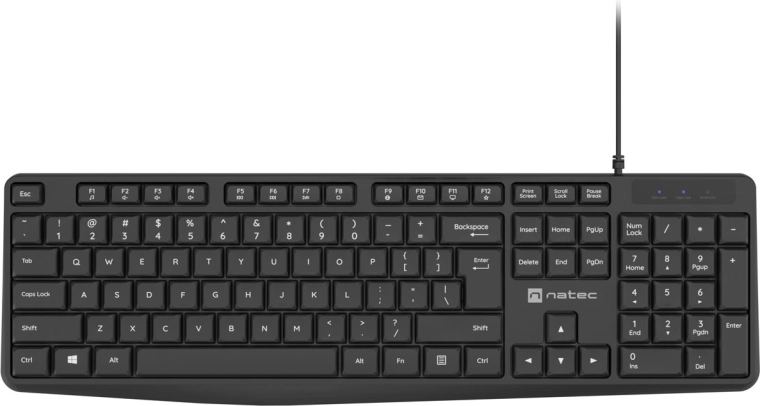 Natec Nautilus slim drôtová klávesnica US čierna