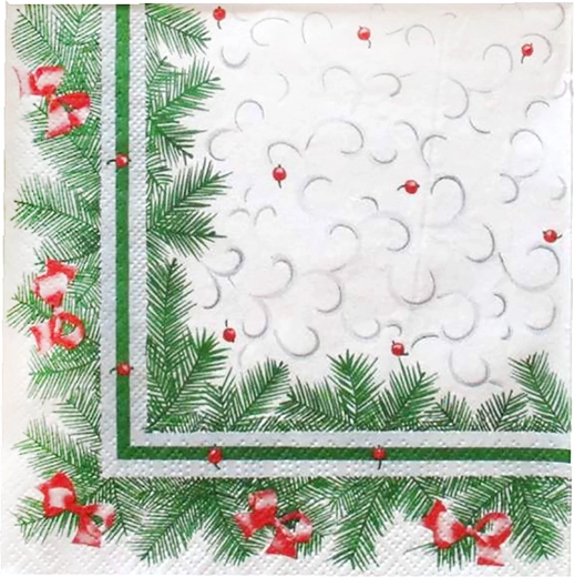 Vrstvené obrúsky s vianočným ihličím 33 × 33 cm