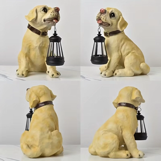 Solárna záhradná lampa – dekoratívny psík s LED lampášom