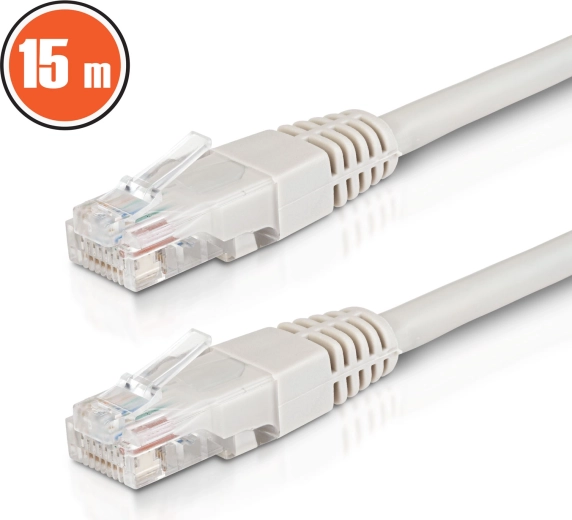 Sieťový patch kábel UTP Cat6 CCA 15 m sivý