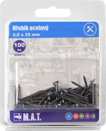Oceľové klince 25 × 2,0 mm (100 ks)