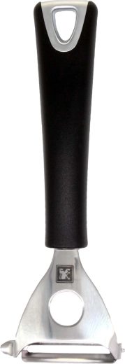 Škrabka na zeleninu s čiernou rukoväťou