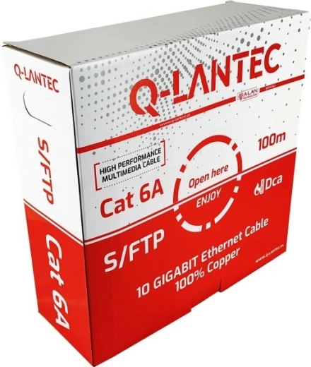 Q-LANTEC teleinformatický kábel S/FTP kategórie 6A LSOH Dca 100 m