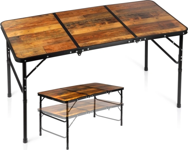 Skladací turistický stôl Vilde 2v1 s nastaviteľnou výškou 120 × 60 cm