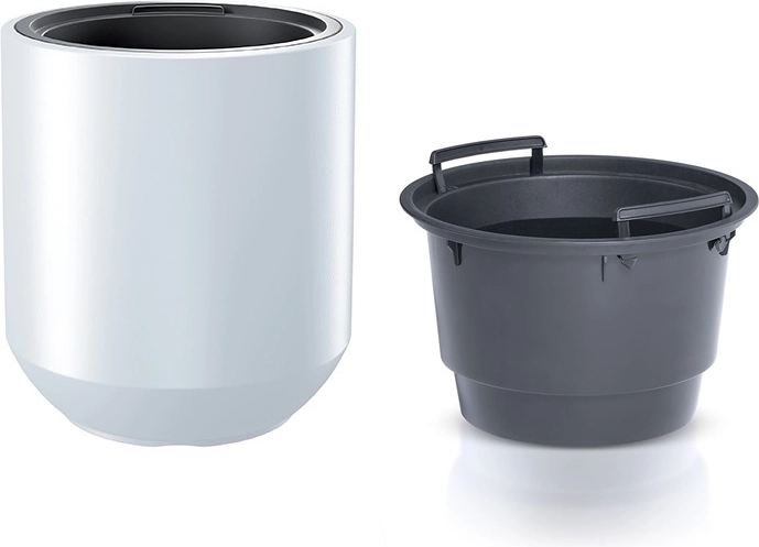 Plastový kvetináč s vložkou, biely, priemer 39 cm
