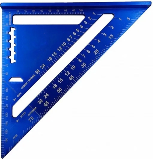 Renew Force tesársky uholník 180 mm (7") modrý s laserovou stupnicou + rukavice a 3 tesárske ceruzky